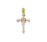 Tricolor CZ Cross Pendant (14K)