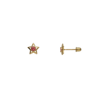 Zirconia Outlined Star Stud Earrings (14K)