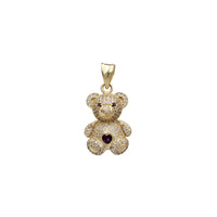 Red Zirconia Teddy Bear Pendant (14K)