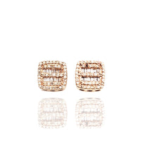 Baguette & Round Diamond Stud Earrings (14K)