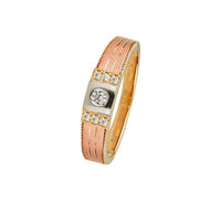 Tri-Color Wedding Band Ring (14K)