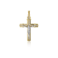 Two-Tone CZ Cross Pendant (14K)