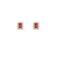 Rectangle Around CZ Stud Earrings (14K)