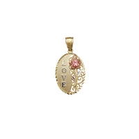 Zirconia Birthstone Love & Flower Oval Pendant (14K)