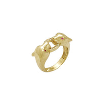 Red Eyes Panther Head Ring (14K) Popular Jewelry New York