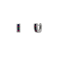 Zirconia Multicolor Channel-Setting Huggie Earrings (Silver)