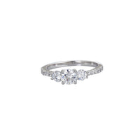 Three-Stone Pave Zirconia Engagement Ring (Silver)