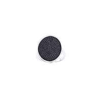 Black Pave Zirconia Oval Signet Ring (Silver)