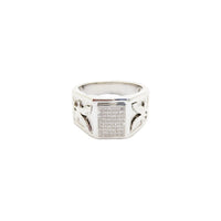 Rectangle Zirconia Eagle Signet Ring (Silver)