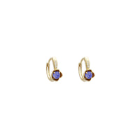 Zirconia Rose Huggie Earrings (14K)