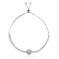 Round Cocktail Bezel Adjustable Bracelet (Silver) Popular Jewelry New York