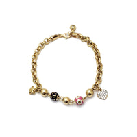 Round Link Charm CZ Bracelet (14K).