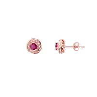 Round Swirl CZ Stud Earrings (14K)