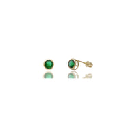 Round Bezel Stud CZ Earrings (14K)