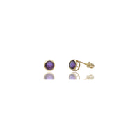 Round Bezel Stud CZ Earrings (14K)