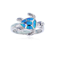 Opal Sideway Turtle Ring (Silver)
