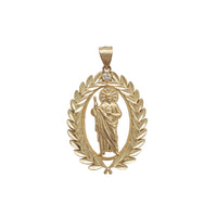 Saint Jude Diamond-Cut Leaf Frame Pendant (14K)