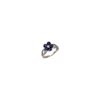 Diamond and Blue Sapphire Flower Ring (14K)