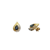 Sapphire With Diamond Stud Earrings (14K)