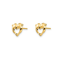 Dolphin Heart-Shape Stud Earrings (14K)