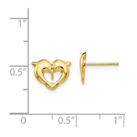 Dolphin Heart-Shape Stud Earrings (14K)