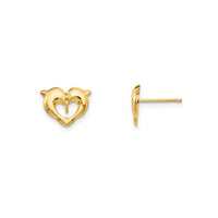Dolphin Heart-Shape Stud Earrings (14K)