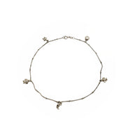 Sun Moon Charms Anklet Bracelet (14K).