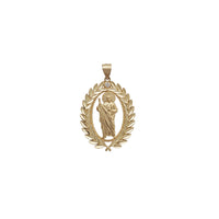 Saint Jude Diamond-Cut Leaf Frame Pendant (14K)