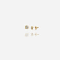 Yellow Gold Square Diamond Stud Earring (14K)