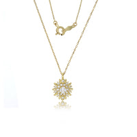 Yellow Gold CZ Sunflower Fancy Necklace (14K)1