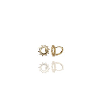 CZ Sunbeam Huggie Earrings (14K)