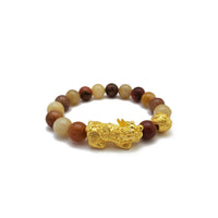 Variegated Beaded Agate Pixiu Bracelet (24K)