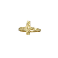 Sideways Textured DC Crucifix Ring (14K) Popular Jewelry New York