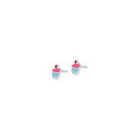 Garnet Cupcake Stud Earrings (Silver) side - Popular Jewelry - New York