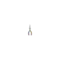 Rainbow Crystal Wishbone Pendant (Silver) front - Popular Jewelry - New York