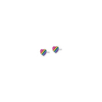 Rainbow Heart Stud Earrings (Silver) side - Popular Jewelry - New York