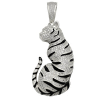 Silver Iced-Out Tiger Pendant (Silver) Popular Jewelry New York