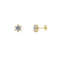 Six-Prong Zirconia Stud Earrings (14K)