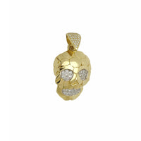 Carved Skull CZ Pendant (14K).
