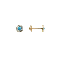 Sky Blue Round CZ Stud Earrings (14K)