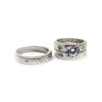 Sparkling Star Three Piece Set Engagement Rings (Silver) Popular Jewelry New York