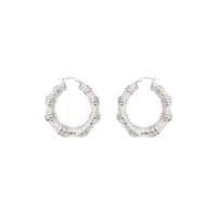 Special Design Bamboo Hoop Earrings (Silver)