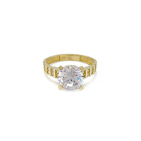 Stones & Gold Stripes Cubic Zirconia Engagement Ring (10K)