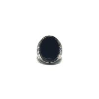 Black Onyx Oval Ring (Silver) front - Popular Jewelry - New York