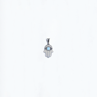 Hamsa Blue Eye Turquoise Pendant (Silver) front - Popular Jewelry - New York