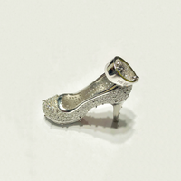 High Heel CZ Iced-Out Pendant (Silver) - Popular Jewelry New York