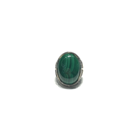 Malachite Oval Ring (Silver)