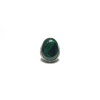 Malachite Oval Ring (Silver)