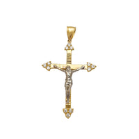 Stone-Set Budded Crucifix Pendant (14K) Popular Jewelry New York