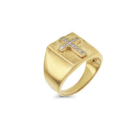Stone-Set Cross Signet Ring (14K) Popular Jewelry New York